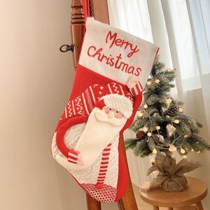 Dekoracje świąteczne Pończochy Duży Xmas Stocking Decoration D Santa Snowman Candy Prezent Torba na Wakacje w domu