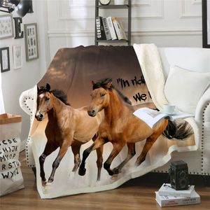 Ying Yang Horse 3D Printed Sherpa Blanket Couch Quilt Cover Travel Beding Outlet Velvet Plysch Throw Fleece Blankets Bedspread