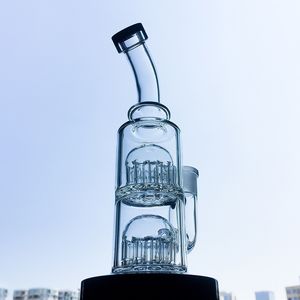 12 Arms Double Tree Perc 8 Inch Hookahs Mini 14mm Female Joint Water glass Bong Small Pipe Oil Dab Rigs With Bowl