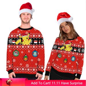Moda inverno brutto maglione natalizio divertenti cartoni animati 3D stampa pullover girocollo casual Y1118