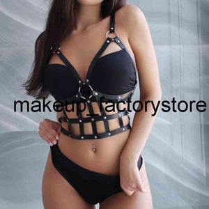 Massagem Arnês para Mulheres Lingerie Corpo Mulheres BDSM Lingerie Sexy Suspender Bra Cintura Cintura Cinto De Couro Arnês Cintos Suspender