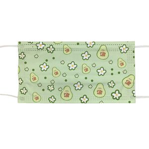 Nieuw wegwerpmasker met fruitprint, drielaags non-woven avocado-aardbei-ananas anti-stofmaskers