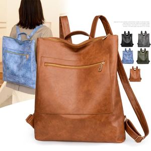 Sırt Çantası Kadın PU Deri Okul Çok Amaçlı Anti-Hırsızlık Moda Casual Daypack Genç Öğrenci Seyahat Omuz Çantası Sırt Çantası