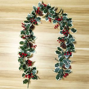 人工果実と松のコーン籐の緑の葉の花輪のクリスマスの装飾の壁掛け壁掛けQ0812