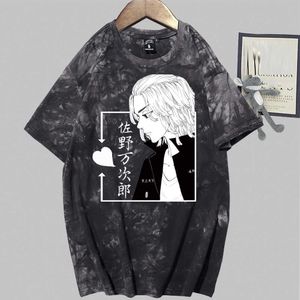 Hot Anime Mikey Tokyo Revengers T-shirt con stampa tie-dye girocollo moda Y0809