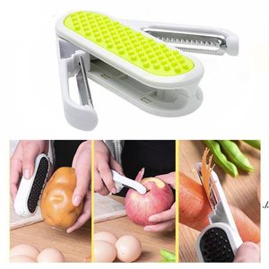 NUOVO Pelapatate pieghevole 2 in 1 Multi-funzione Frutta Verdura Grattugia Affettatrice di patate e carote in acciaio inossidabile Utensili da cucina creativi EWD6887