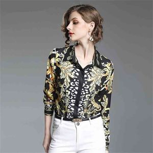 Quality Runway Brand Long Sleeve Blouse Women's Vintage Elegant Charming Floral Zebra Print Casual Shirts Fashion Basic Tops 210603