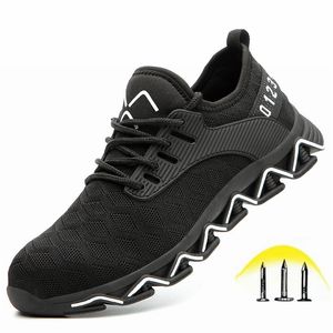 Men's steel pointed safety shoes, light and breathable work shoes, soft and comfortable anti puncture boots, immortal and indestructible