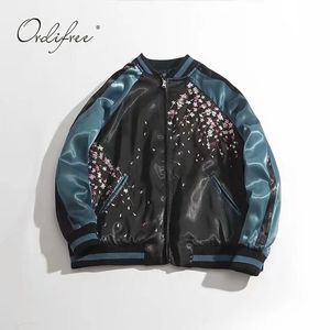 Autumn Spring Women Bomber Coat Floral Embroidery Vintage Fashion Cotton-padded Female Jacket 210415
