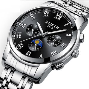 Wlisth Brand Quartz Mens Watch med icke -arbetande underdialer Lysande urtavla livsvattent￤t rostfritt st￥l armband aff￤rshandledsklockor