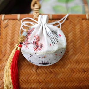 Storage Bags Classical Chinese Style Jewelry Bag Landscape Painting Sachet Pouch Tassel Pendant Drawstring Gift