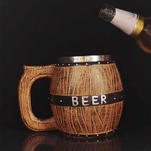 オークバレルビールマグステンレススチールビール大容量ドラフトビールシャンパンメガネワイングラスバー用品