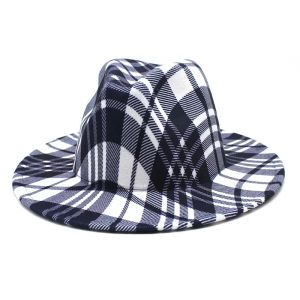 2022 stile vintage stampa a strisce cappello Fedora a tesa larga Panama uomo donna ballerino di strada cappello di feltro Jazz Sombreros De Mujer