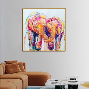 Elephants coloridos pôsteres e impressões Pinturas de arte de parede para sala de estar moderno Animal imagens Decoração Canvas Art No Quadro
