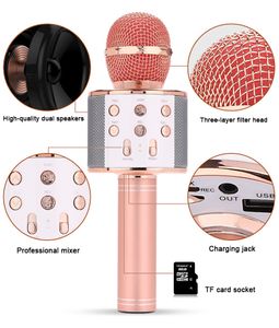 WS858ポータブルBluetooth Karaoke DJ Microphone Wireless Professional Speaker Home KTV Handheld Microphone 2023