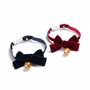 Cat Collars & Leads Dog Safety Buckle Collar Necklace Bow Tie Christmas Velvet Butterfly Festival Adjustable Pet Bell