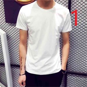 Tシャツの思いやりのある男性の底打ち半袖ソリッドカラー夏のドレスラウンドネック黒と白の潮210420