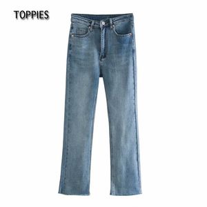 Toppies Donna Skinny Flare Jeans Vita media Lunghezza caviglia Pantaloni in denim Primavera Pantaloni femminili 210412