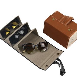 Wholesale eyeglasses jewelry for sale - Group buy Duffel Bags Fashion Multiple Jewelry Sunglasses Organizer Portable Leather Folding Eyeglasses Storage Display Case For Travel Home