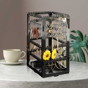 360 Rotating Earring Holder Stand Clear Earrings Organizer Acrylic Jewelry Storage Display Rack for Bracelets Necklaces