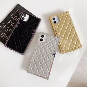 Quadrado caixa de prata ouro lattice feminino macio tpu tronco casos únicas mulheres meninas senhora capa para iphone 12 mini 11 pro xr xs max x 8 7 se2