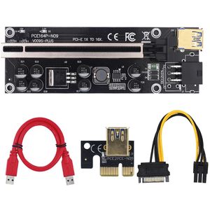 Black PCI-E 1x 4x 8x 16x Extender 009s plus GPU PCIe Riser-Karte 60cm USB3.0-Kabel-Dual-6-Pin-Adapter für BTC-LTC-Bergbau