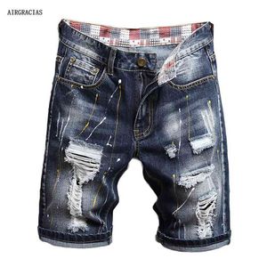 AIRGRACIAS Gelmesi Şort Erkek Kot Marka-Giyim Retro Nostalji Denim Bermuda Kısa Erkek Mavi Jean Boyutu 28-40 210716