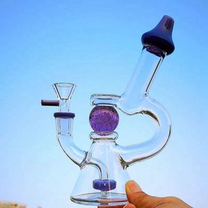 Heady Glass Glow In The Dark Ball Bongs Hookahs 7 Inch Glass Bong Slitted Donut Perc Water Pipes Showerhead Percolator Oil Dab Rigs 14mm Female Joint With Bowl