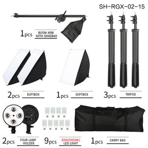 Photography Lighting Kit 50x70CM Professional Continuous Studio Equipment with Boom Arm Hairlight and Carry Bag