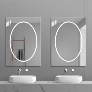 Mirrors 70X90CM Smart Bathroom Mirror Toilet Wall-Mounted Wall Sticking Household Makeup Luminous LED Light With