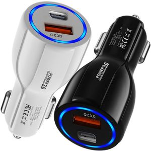 30W Fast Quick Charging USB-C PD Car Charger QC3.0 Auto Power Adapter 2Ports For Iphone 12 13 14 Pro Max Samsung Tablet PC Gps With BOX