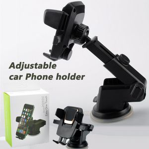 High Quality Car Phone Holder 360 Degrees Easy One Touch for iphone Samsung LG Universal Smartphone Cars Mount Holders Adjustable cellPhone Mounting Suction Cup