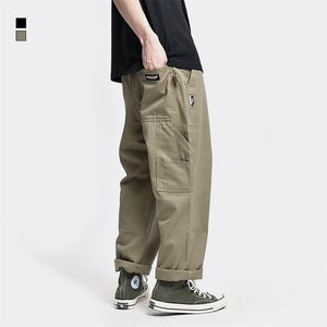 Safari Style! Multi-pocket Cargo Trousers Men Loose Straight Casual Baggy Pants Mens Work Canvas 210715