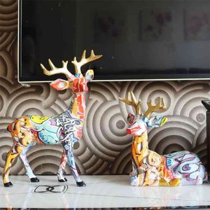 Desk Ornaments Art Enkel Creative Dachshund Färg Deer Dekor Hem Entré Vin Skåp Kontors Skrivbord Dekorationer Harst Crafts 210811