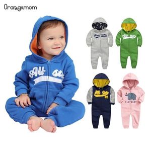 Printemps Bébé Barboteuses né Coton Survêtement Vêtements À Manches Longues Hoodies Infant Garçons Filles Combinaison Vêtements Garçon 211011