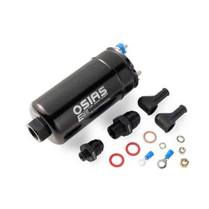 OSIAS 새로운 EFI 380LPH 1000HP 인라인 외부 연료 펌프 10AN 입구 + 체크 VAVLE 6AN OUTLET E85 호환 044 스타일