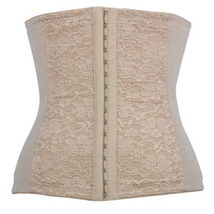 Svart aprikos röd korsetter underkläder FEMME Bodyshaper Slimming Waist Cincher Bustier Steel Bone Underbust Lace Corset