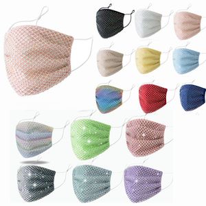 Crystal Diamond Masks Mask Reanachable Cloth Face Mask Hollow Out Party Supply Vuxen Universal