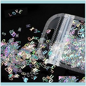 Nail Salon Health Beauty Nail Art Decorations 2G/Bag Holographic Glitter Sequin Laser Sliver Letter Shape Flake 3D Colorful Aessory