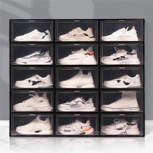 Multicolor Plastic Foldable Shoe Boxes Transparent Clear Display Home Organizer Dustproof Room Organizers Shoes Cabinet Containers