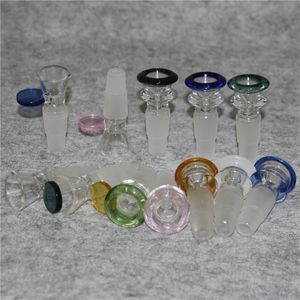 Factory direct sale 14mm 18mm smoking Glass Bowl With Handle Colored Hookahs Bong Bowls Piece For Water Bongs Dab Rigs