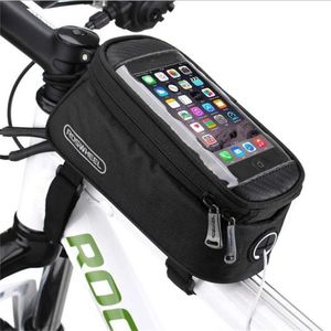 Waterproof Outdoor Cycling Mountain Bike Bicycle Bag Frame Front Tube Bag Panniers Touchscreen Phone Case