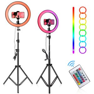 照明10インチ16/18色のリングライト携帯電話のリングライトCom Trive Video Ring Led Big 26cm Selfie Makeup Vlogs YouTube