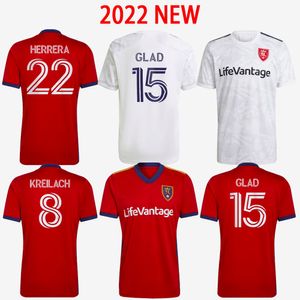 2022 Real Salt Lake Soccer Jerseys Home Away White Red Glad Herrera Kreilach Fotbollskjortor Kortärmad kit S XL
