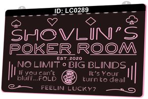 LC0289 Seu nome Poker Room No Limit Big Blinds est sinal de luz 3d gravura