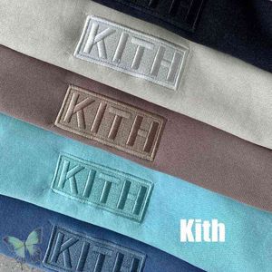 Kith Designer التطريز هوديي رجال من النوع الثقيل للنساء مربع مربع جودة قميص مقنع