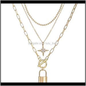 Necklaces & Pendants Drop Delivery 2021 Fashion Gold Color Star For Women Hip Hop Multilayer Punk Chunky Pendant Necklace Accessories Jewelry