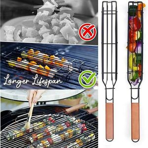 DHL 50PCs utomhus matlagning grillkorgar Grill Net BBQ Verktyg Metal Clip Basket RRD7690