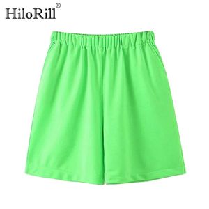 Streetwear Casual Green Shorts Women Summer Loose Elastic Waist Sweatpants Ladies Solid Bottoms Short Femme 210508