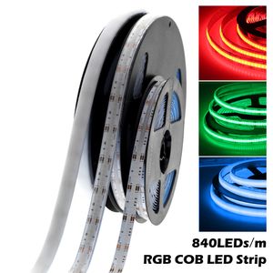 RGB穂軸LEDストリップ840 LED 10mm DC12V 24V高密度柔軟IP67水上銅超明るさ5m /ロット